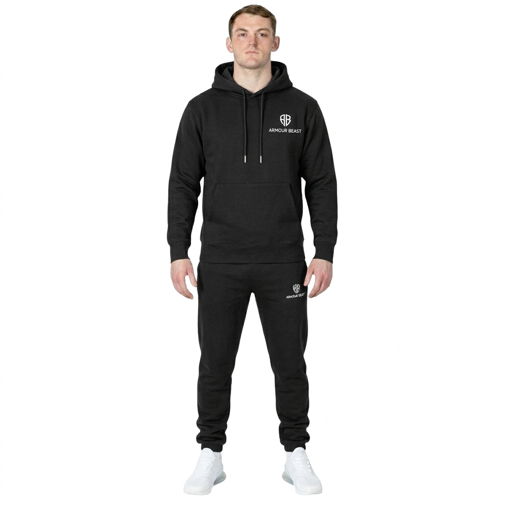 Forge Pullover Fleece Tracksuit – Black