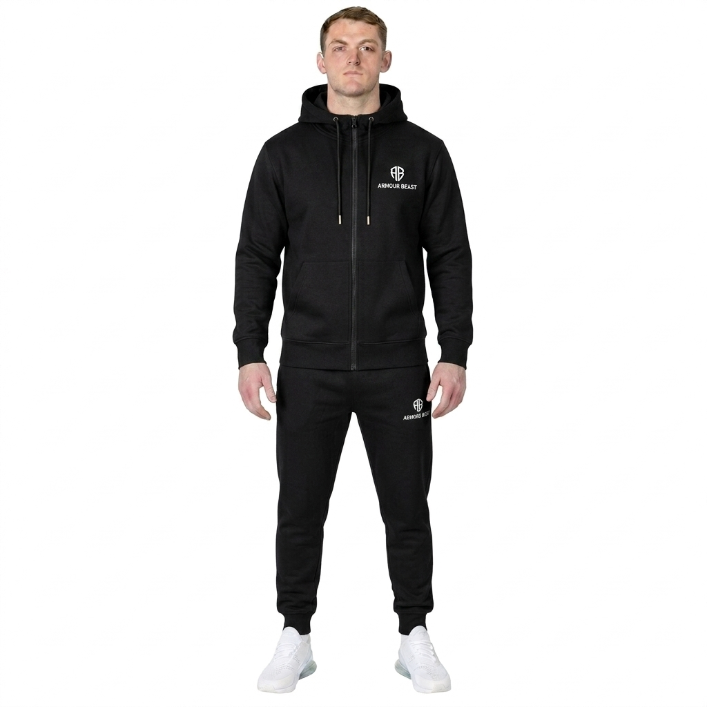 Apex Performance Fleece Zipper Tracksuit – Black