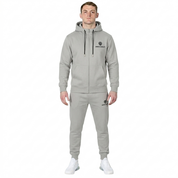 Apex Performance Fleece Zipper Tracksuit – Silver