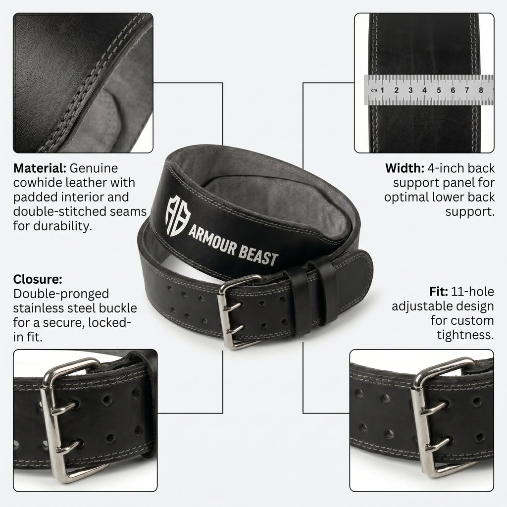 4 inch Leather Weightlifting Belt