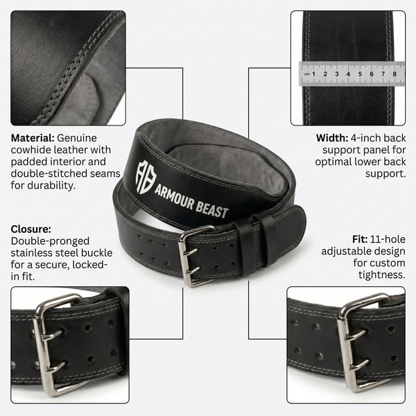4 inch Leather Weightlifting Belt