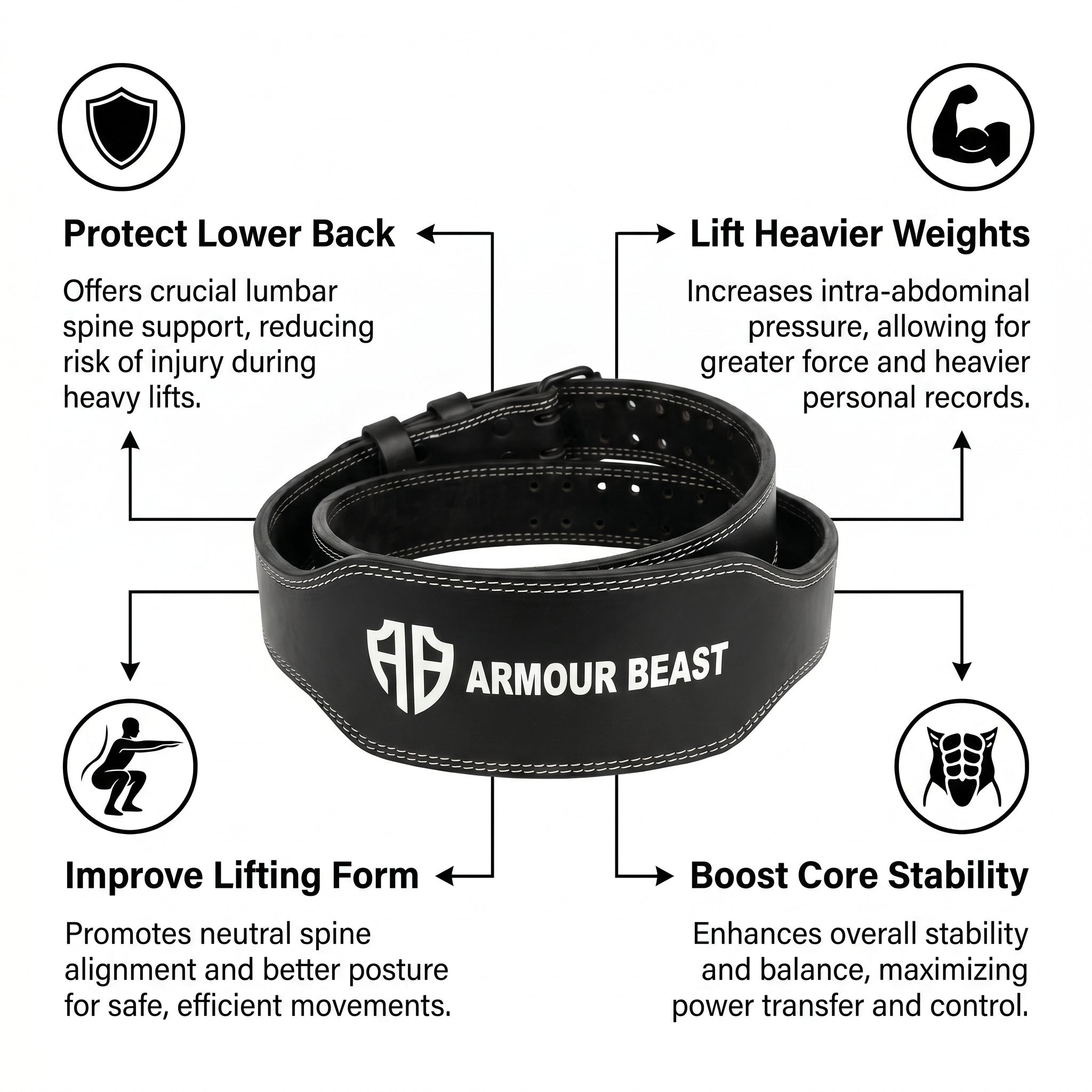 6 inch Leather Weightlifting Belt