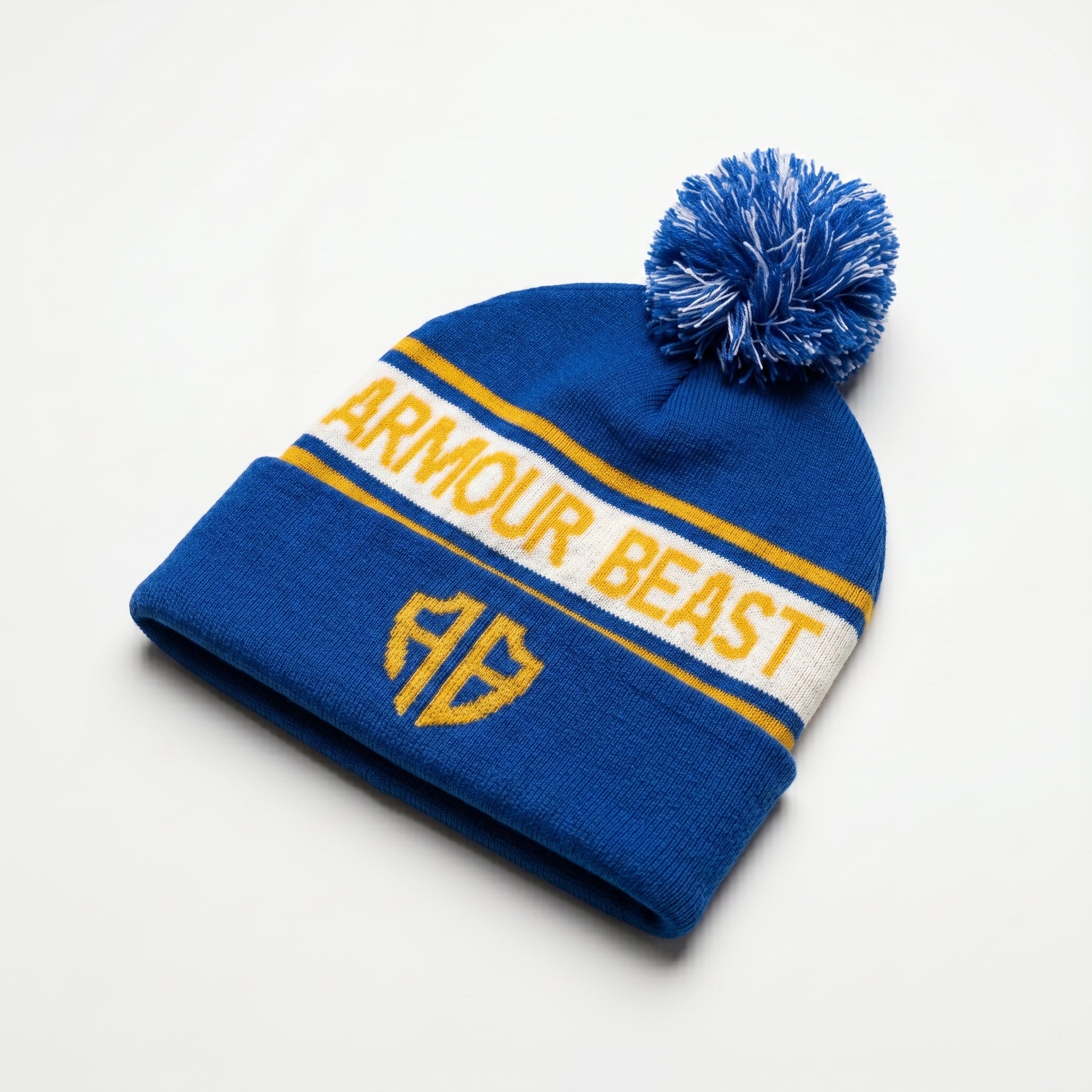 Blue cap with puff