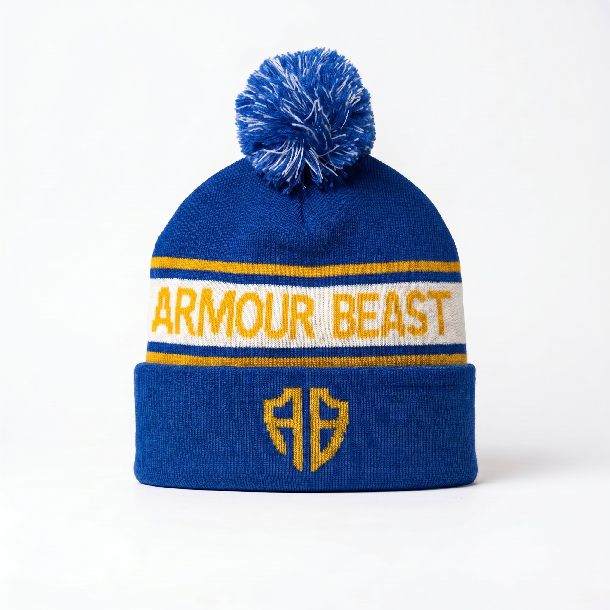 Blue cap with puff