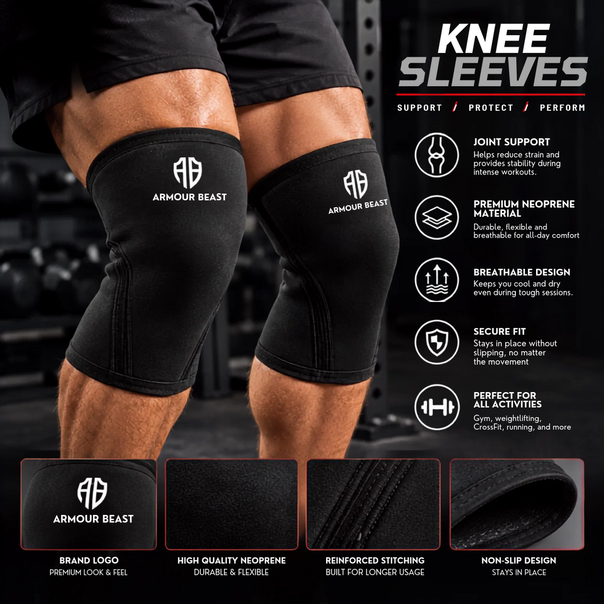 7mm Knee Sleeves for Lifting | Armora Beast